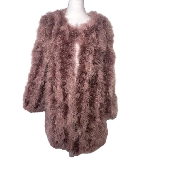 Purple Real Feather Overcoat Whimsigoth Indie Grunge Fairycore Old Money Boho L - Picture 1 of 14